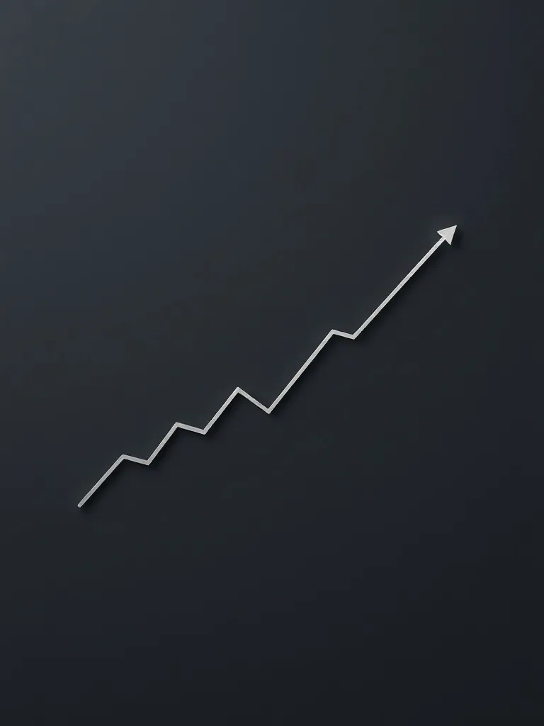 A minimalist line graph showing upward and downward trends i